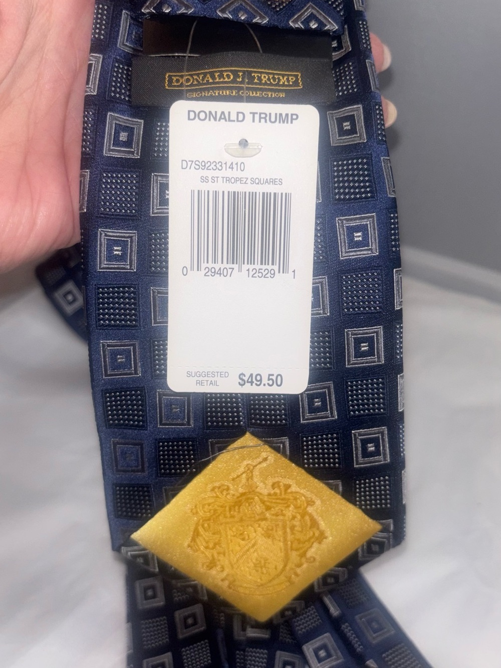 New with tags, Donald Trump collection Navy Blue Geometric Tie